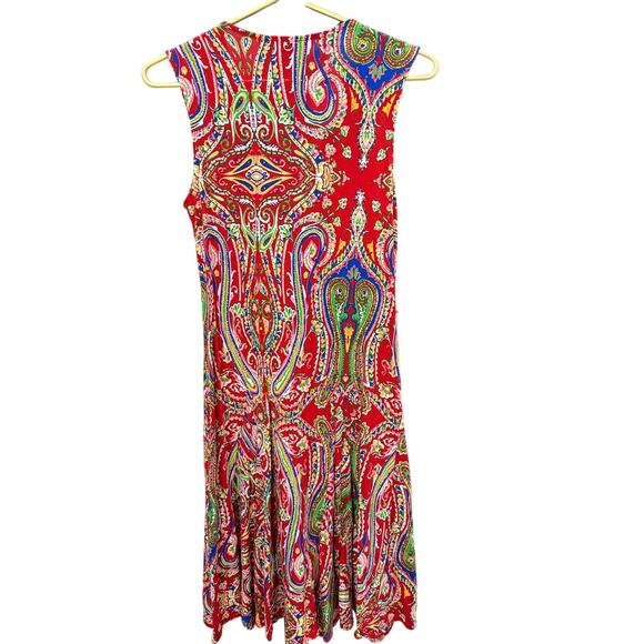 Lauren Ralph Lauren Sleeveless Fit & Flare Paisley Ruffle V‑Neck M EUC - Picture 6 of 8